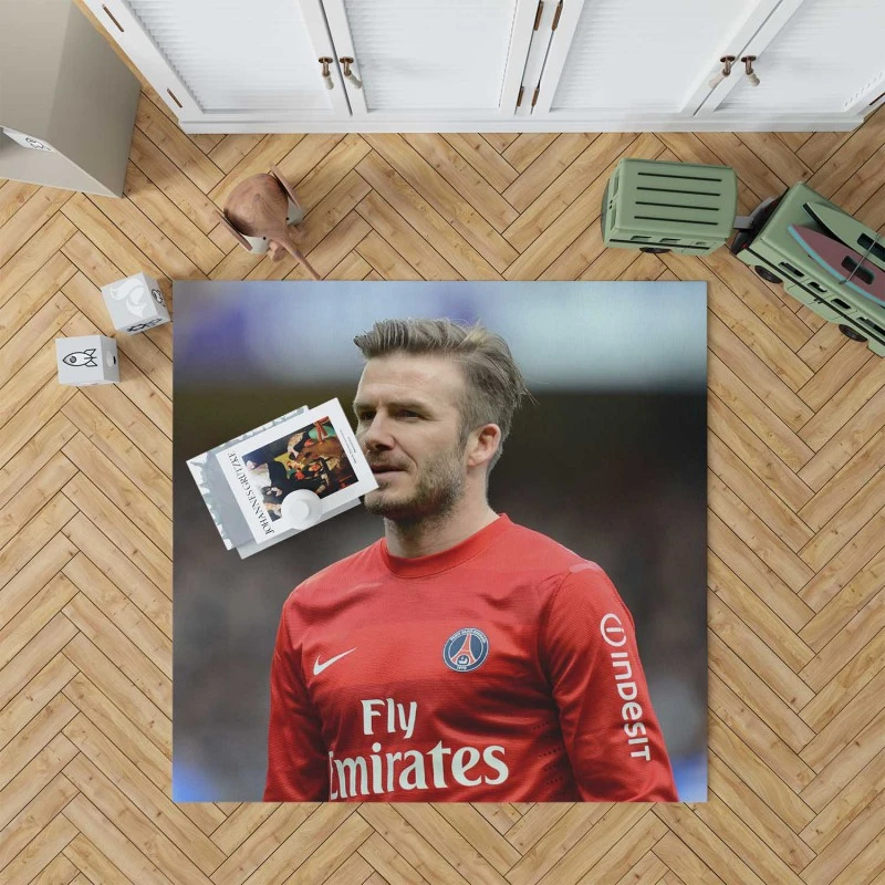 David Beckham Active Player In Red Jersey Rug