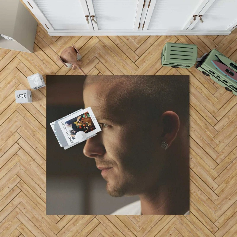 David Beckham Energetic Football Player Rug