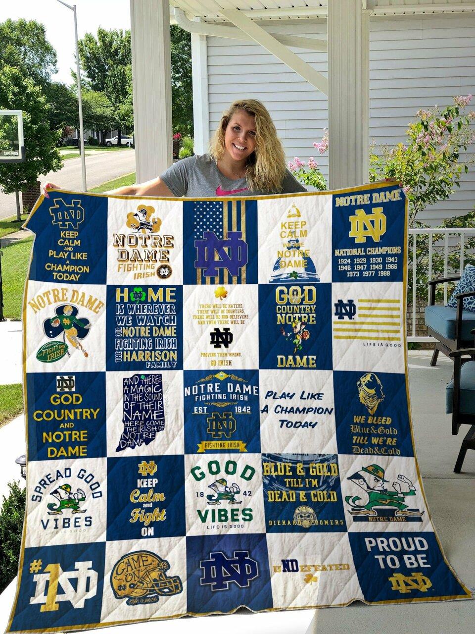 Notre Dame Fighting h Quilt Blanket 02