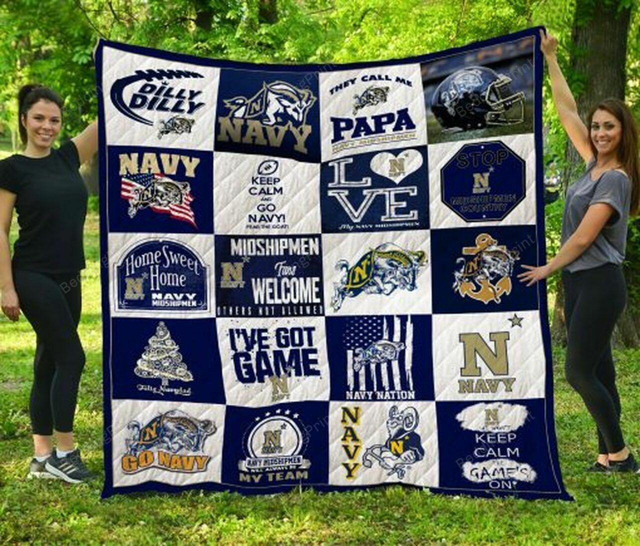 Ncaa Navy hipmen Quilt Blanket #1565