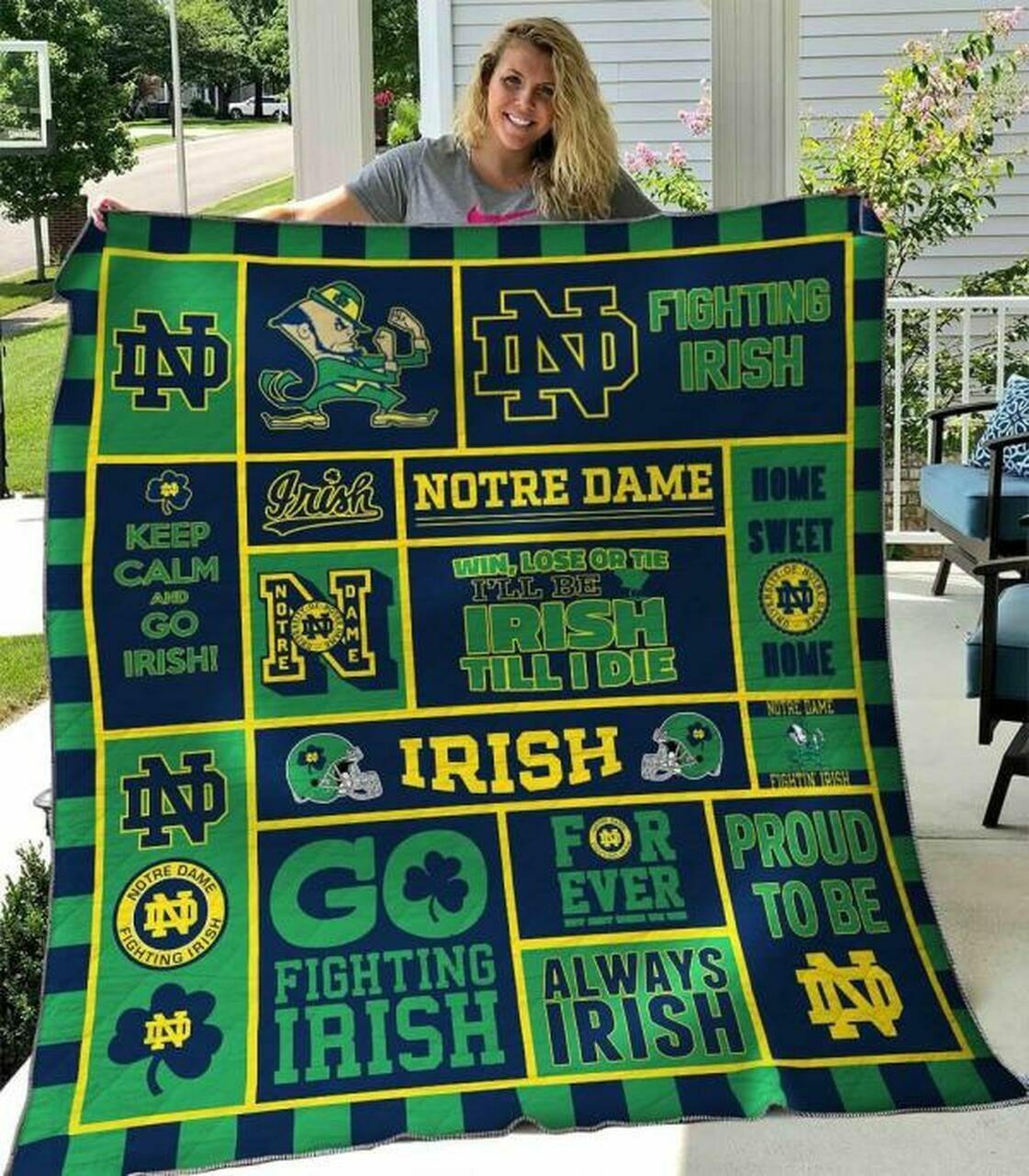 Ncaa Notre Dame Fighting h Quilt Blanket #192