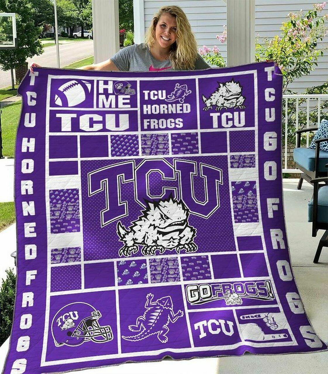 Ncaa Tcu Horned F Quilt Blanket #374