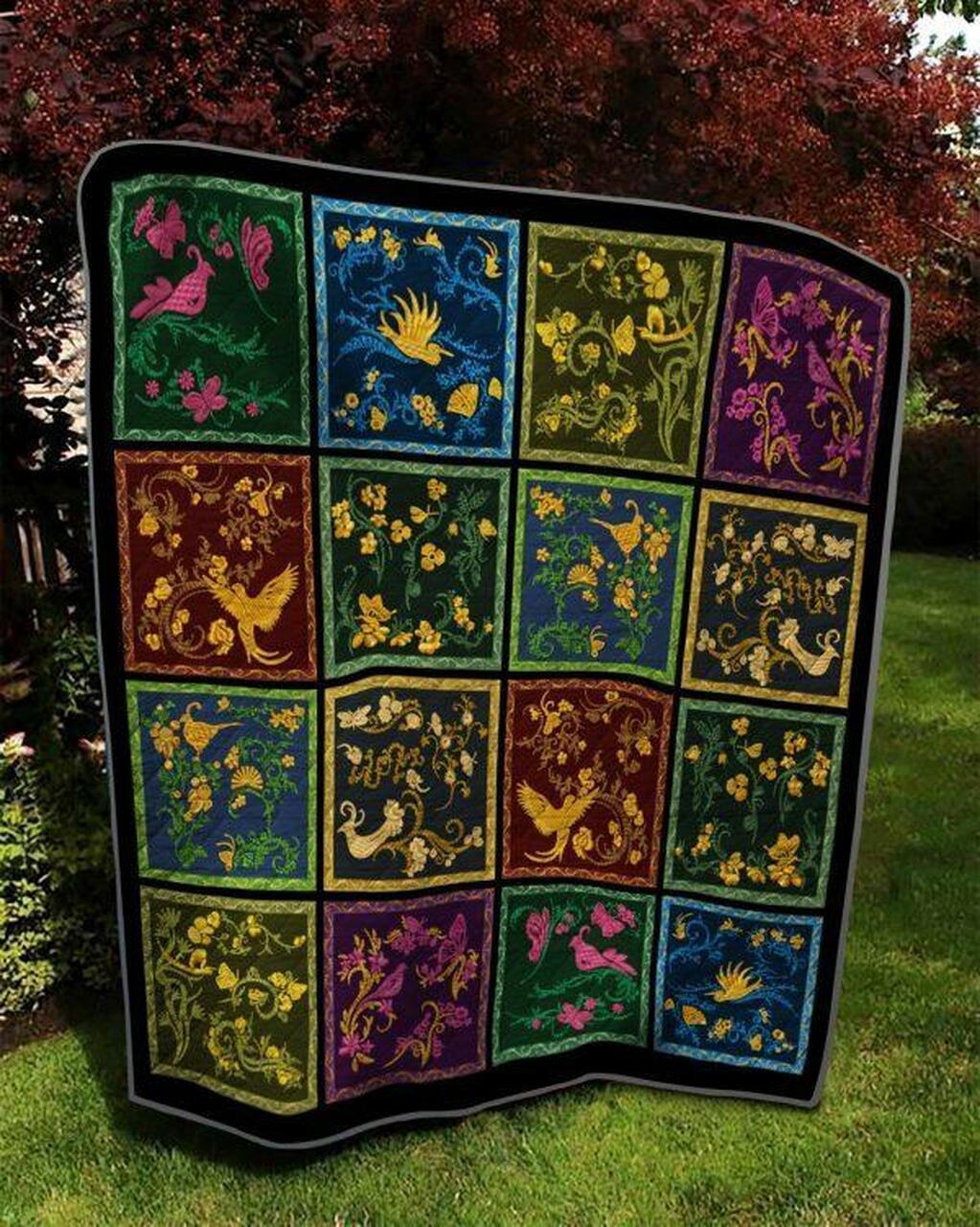 B With Floral Mo Quilt Blanket Quilt