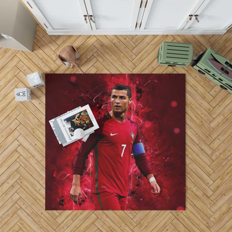 Healthy Portugal Sports Player Cristiano Ronaldo Rug