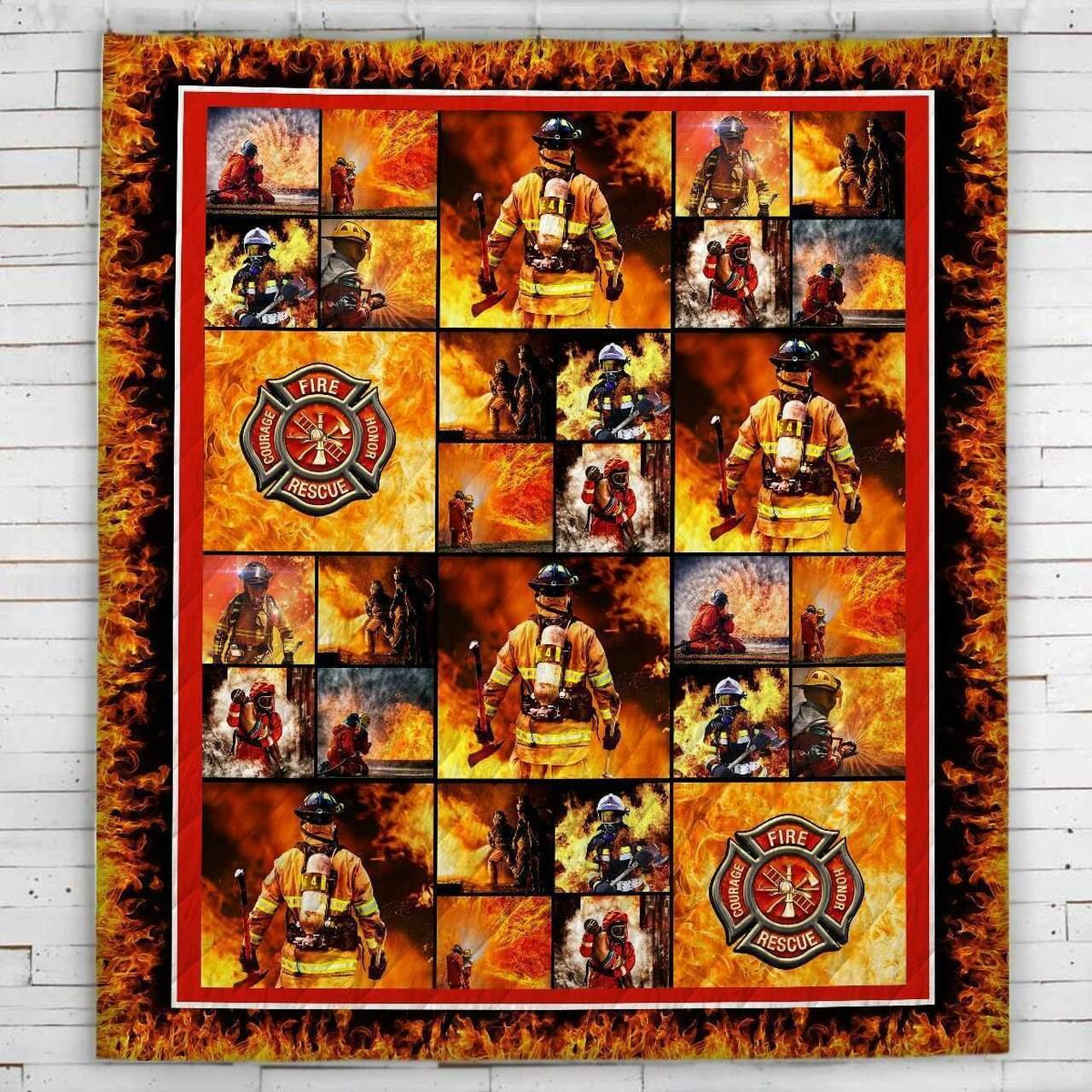 Thin Red Line Firefighter Blanket Quilt