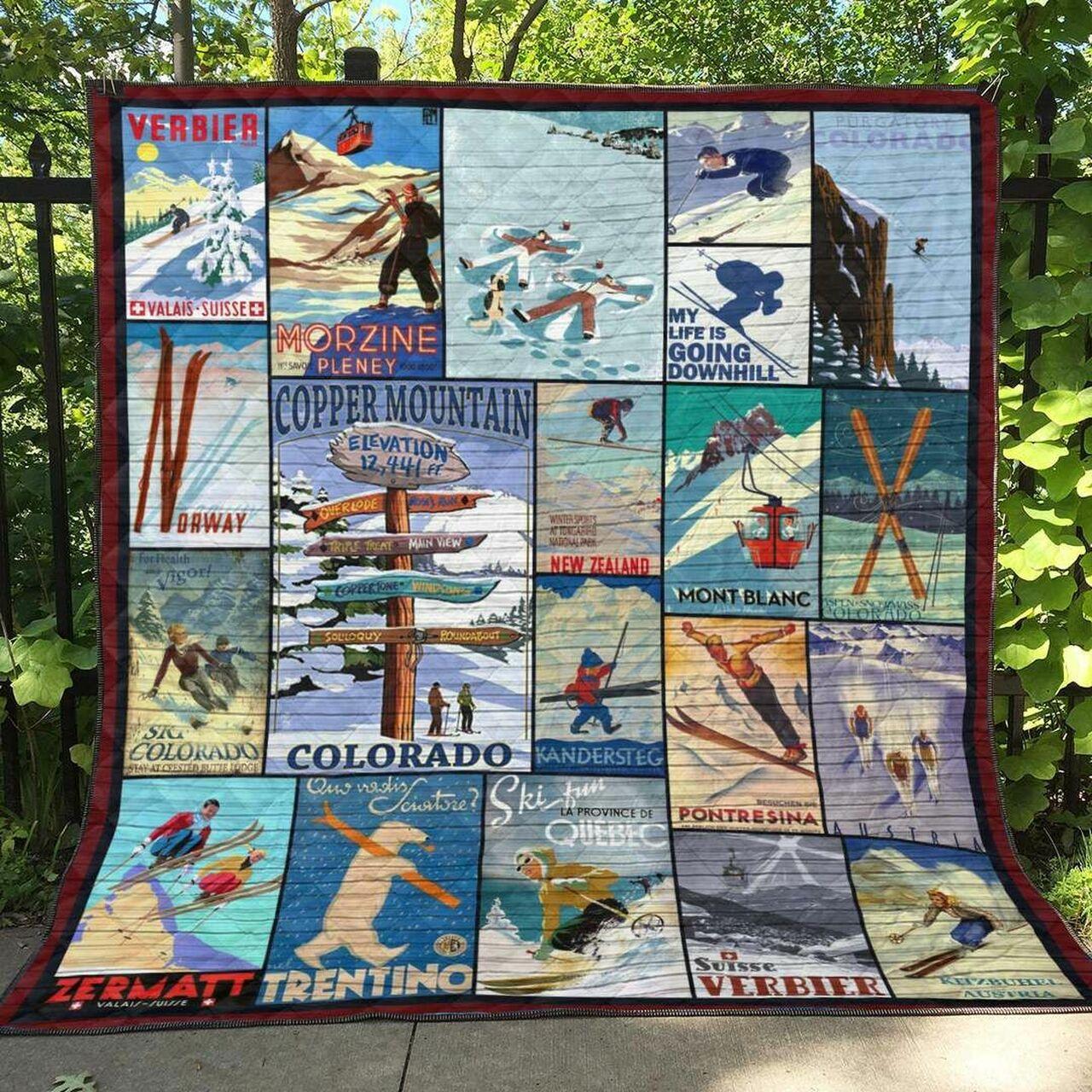 Skiing Tu310707C Tbg Quilt Blanket