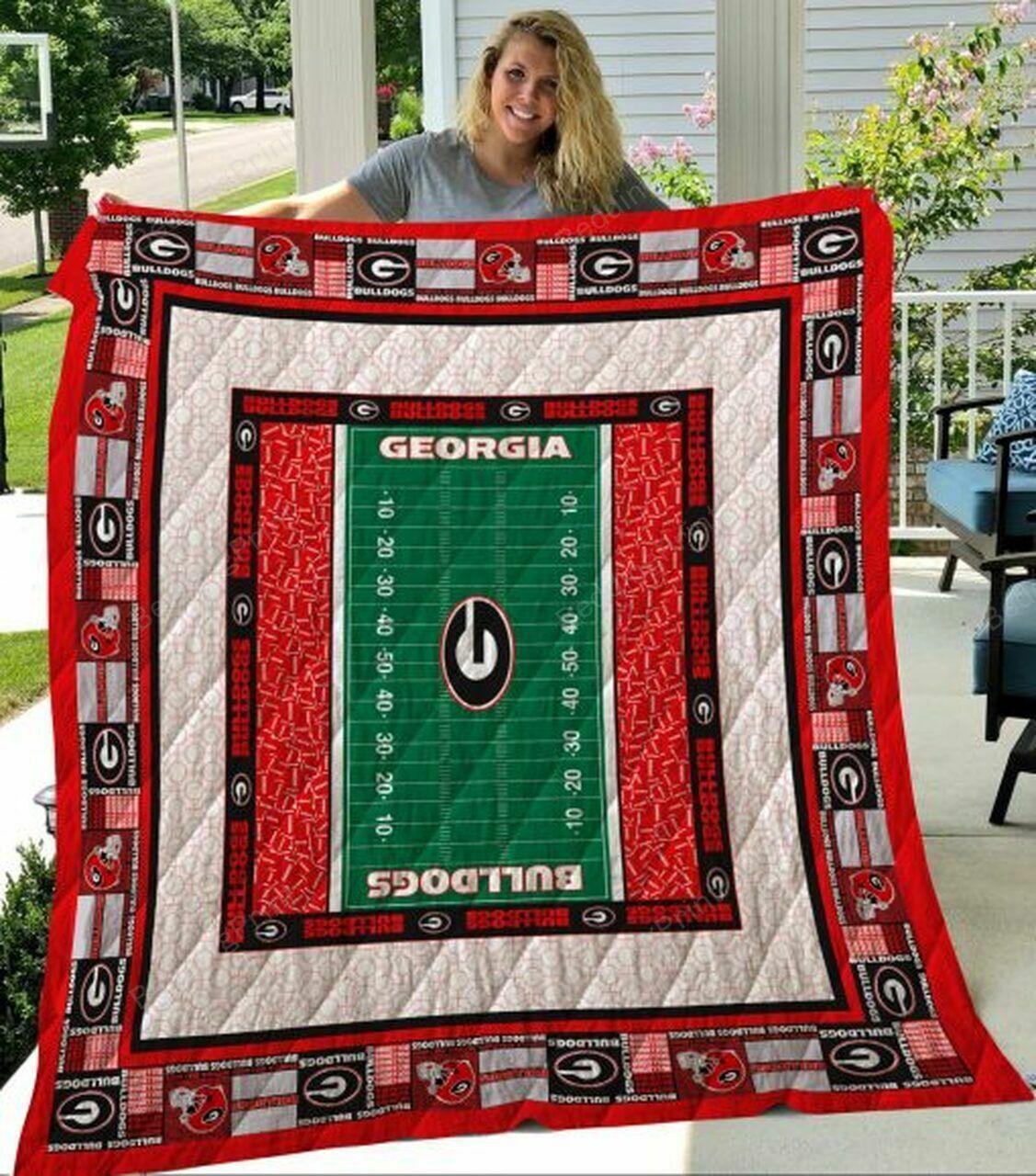 Ncaa Georgia Bull Quilt Blanket #873