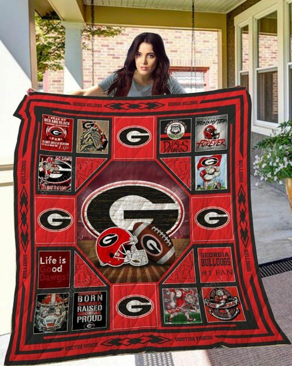 Ncaa Georgia Bull Quilt Blanket #865