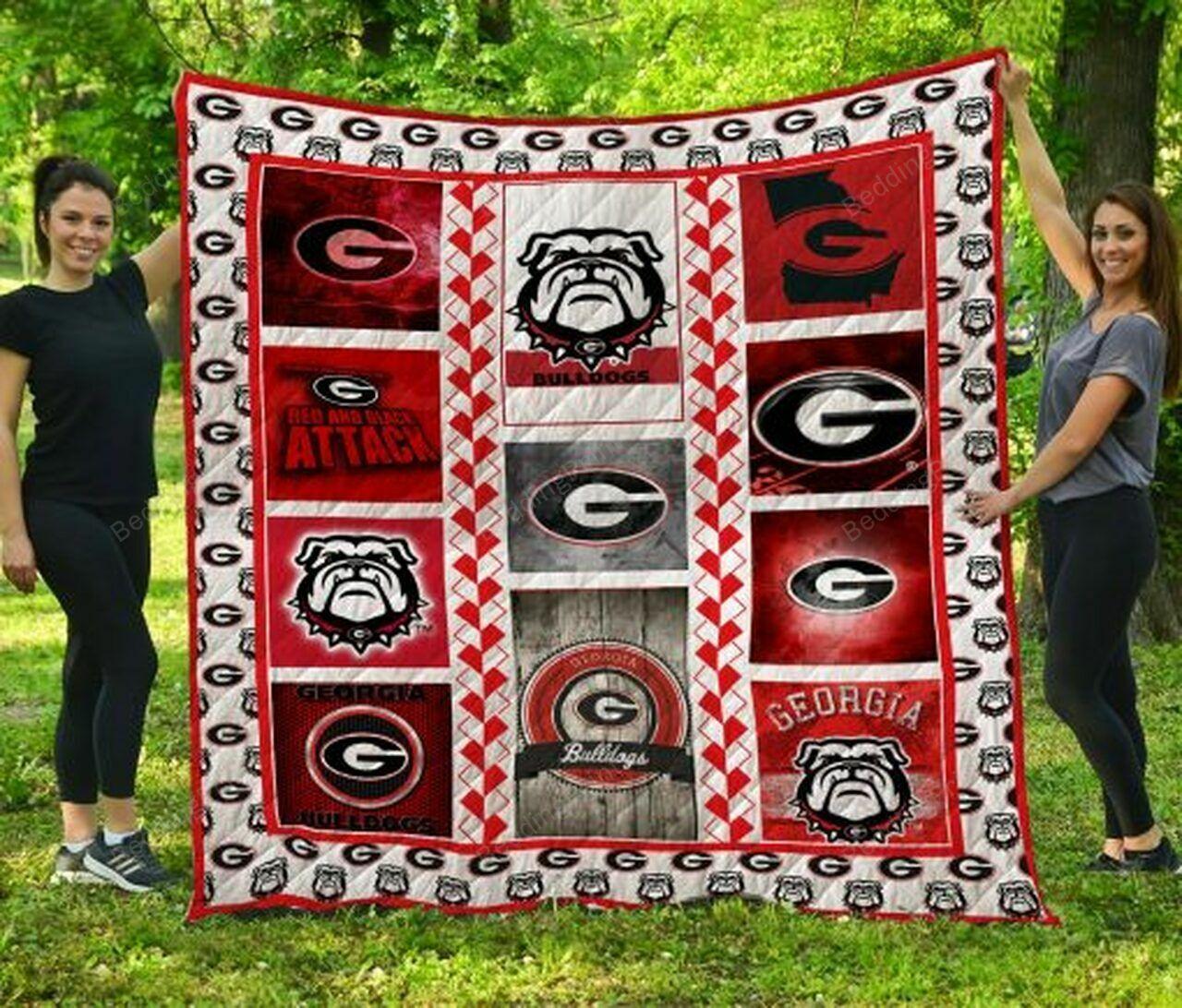 Ncaa Georgia Bull Quilt Blanket #866