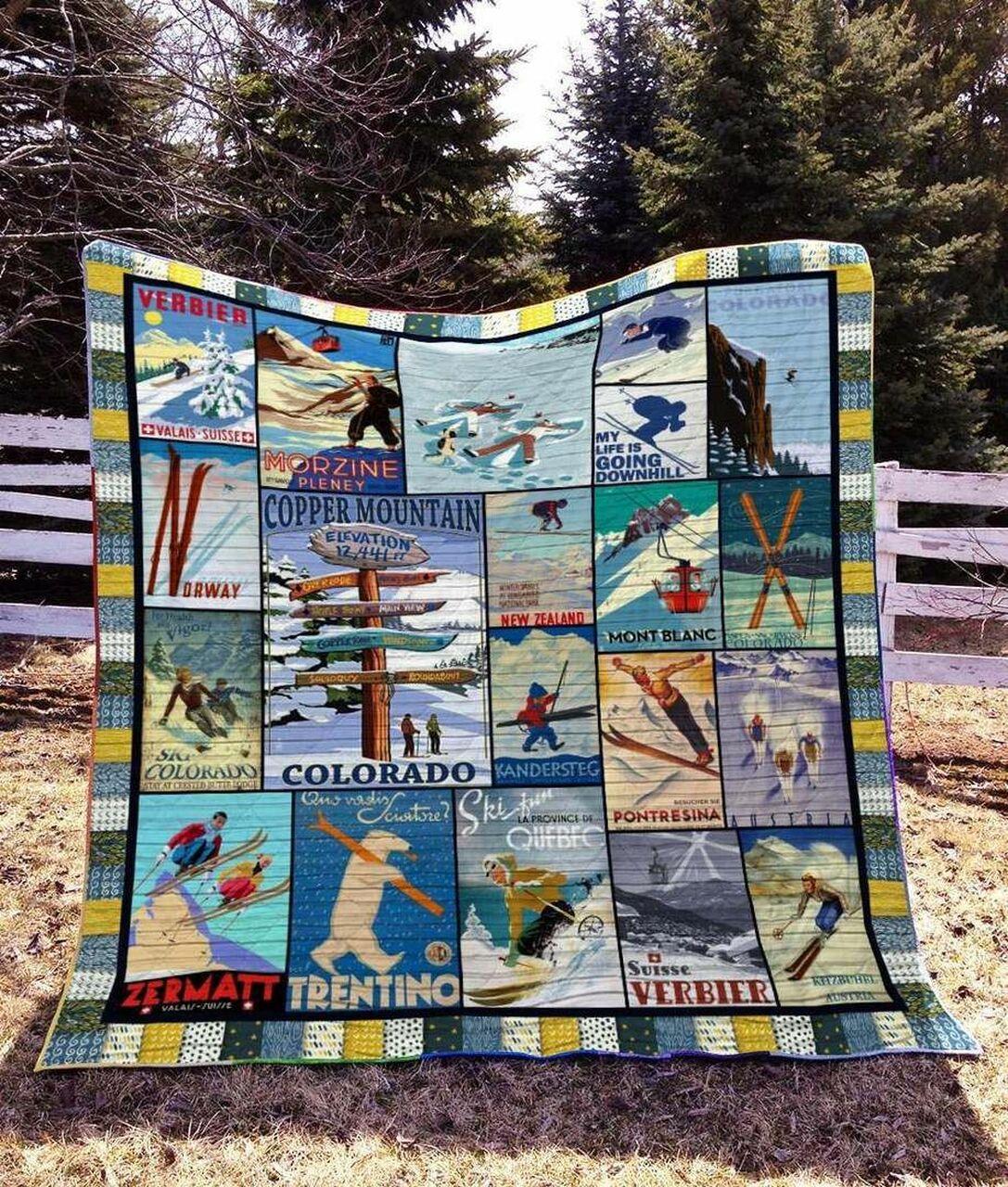 Skiing Tg130702A Tbg Quilt Blanket