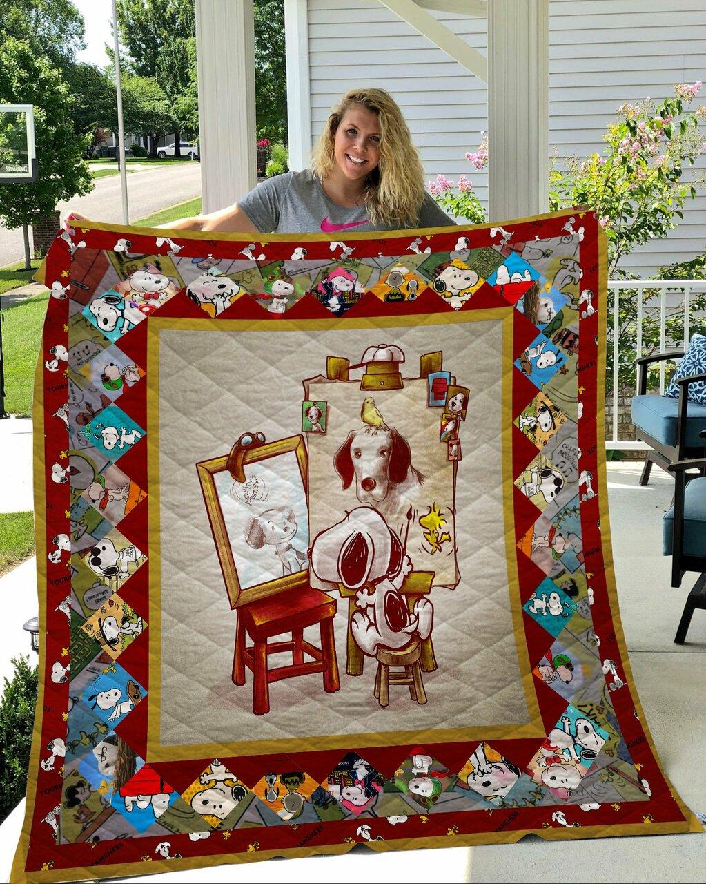 Snoopy Tripelf Portrait Quilt Blanket Quilt