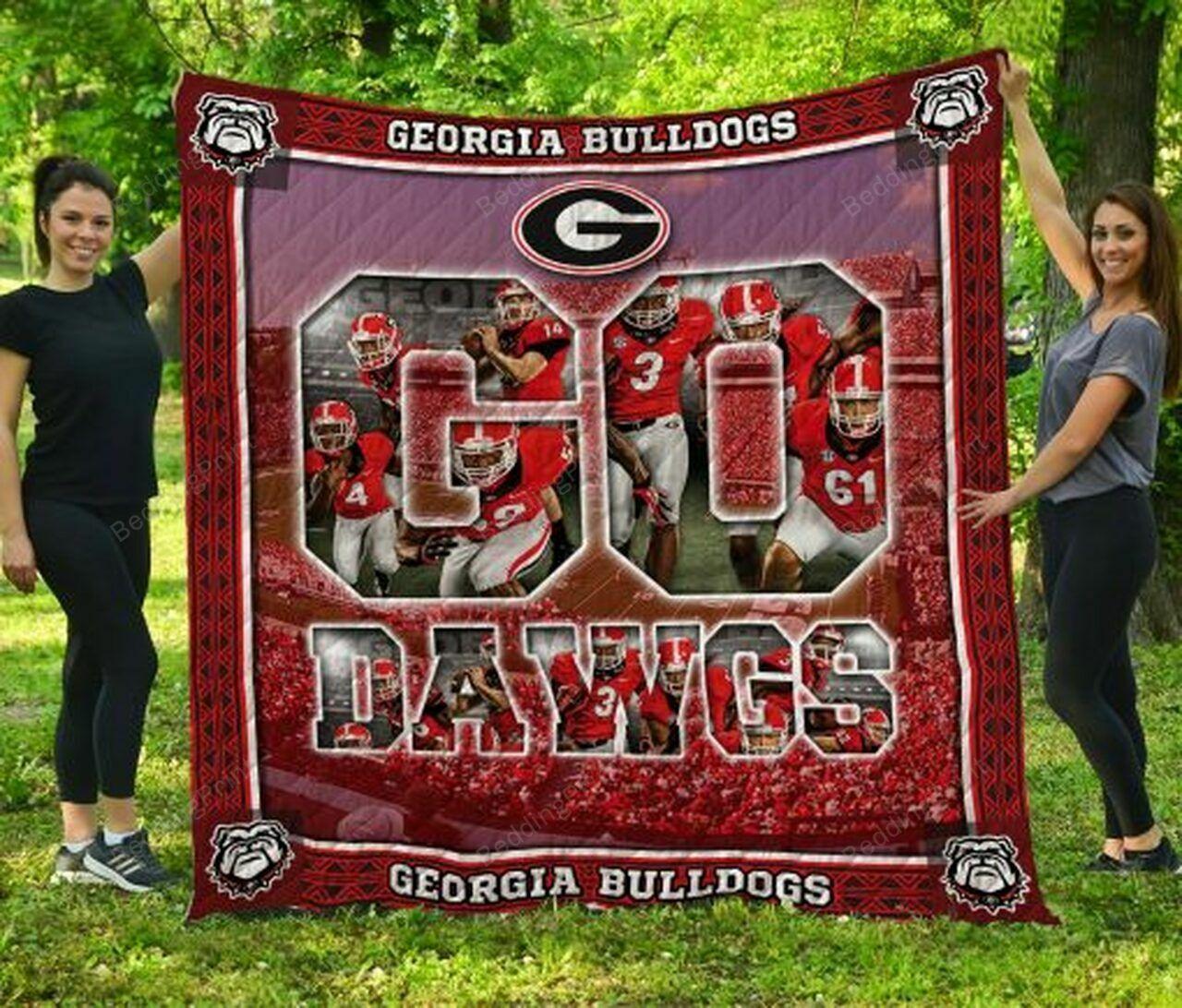 Ncaa Georgia Bull Quilt Blanket #880