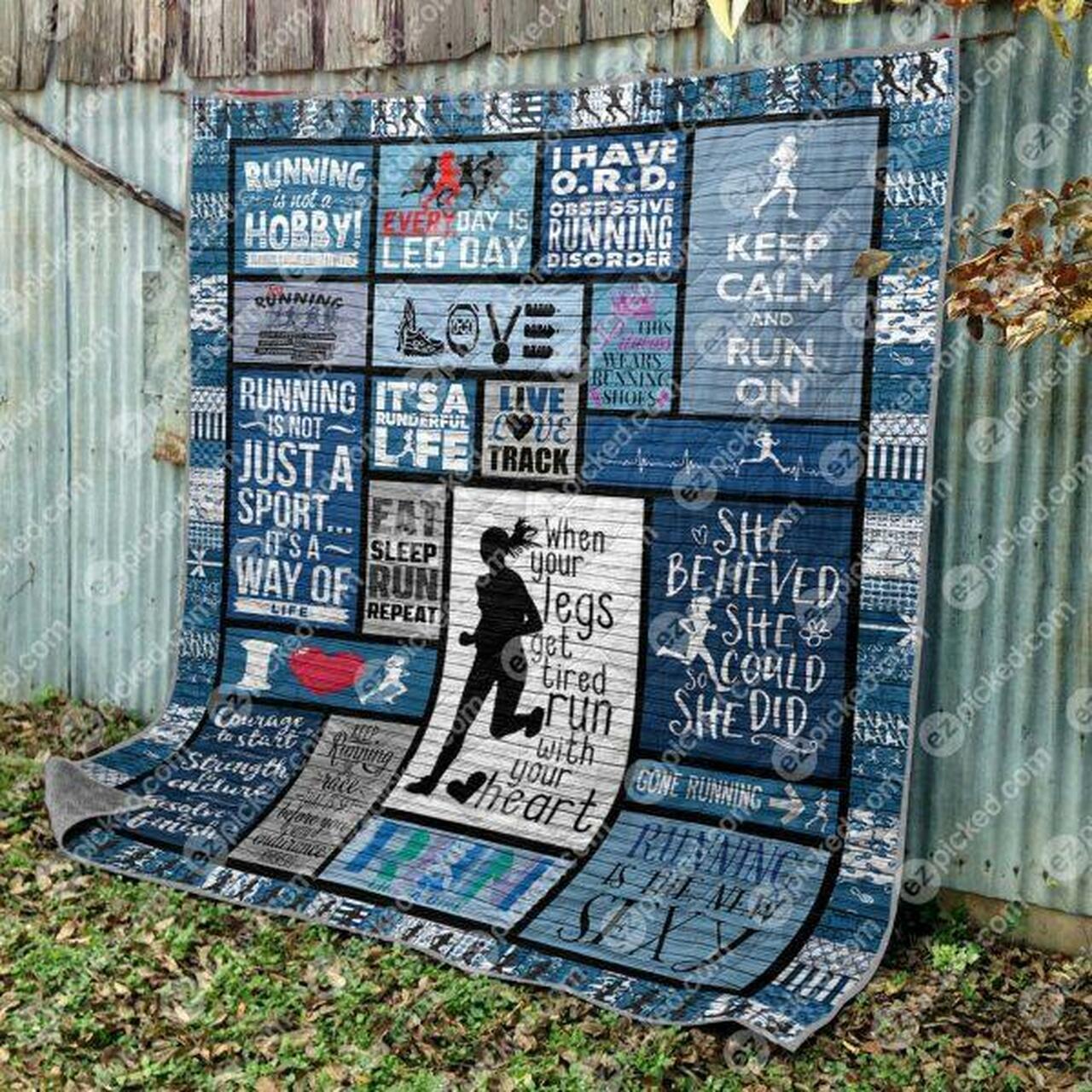 Keep Calm And Run On Quilt Blanket No96 Quilt