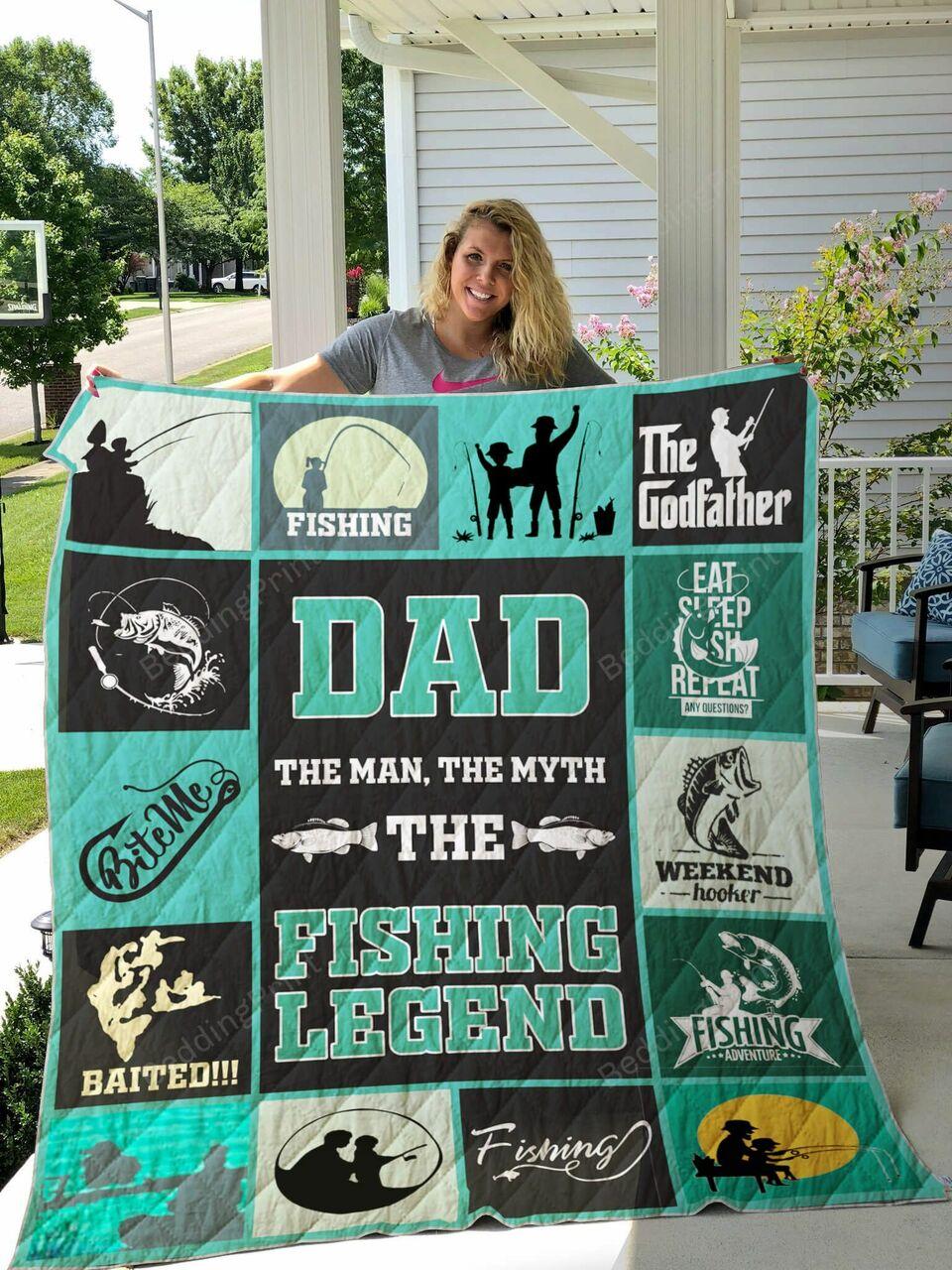 Fishing Dad The Man The Myth Thehing Legend Quilt Blanket Greattomized G For Birthday C Thgiving Fat Day Perfect G Forhing Lover