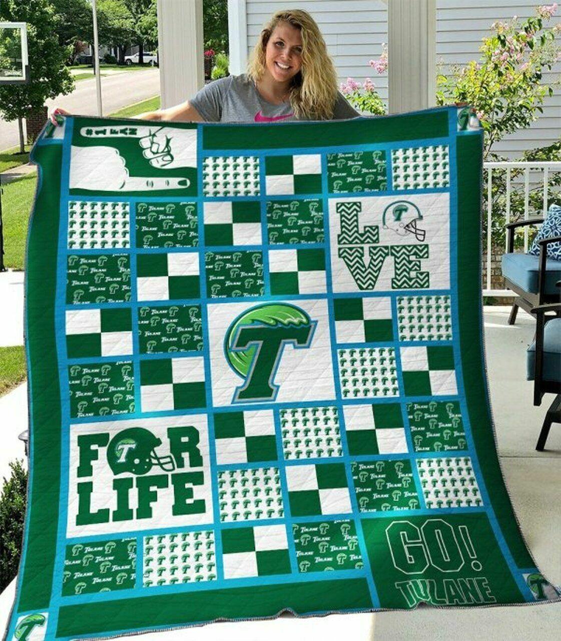 Ncaa Tulane Green Wave Quilt Blanket #1136