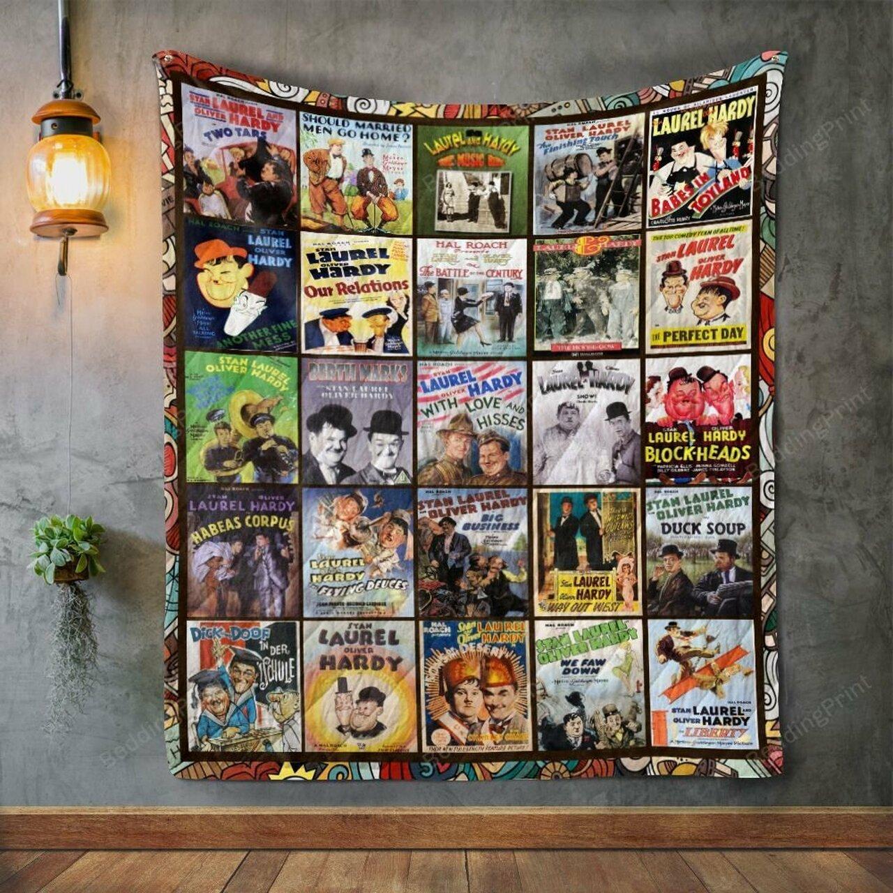 Laurel And Hardy Quilt Blanket