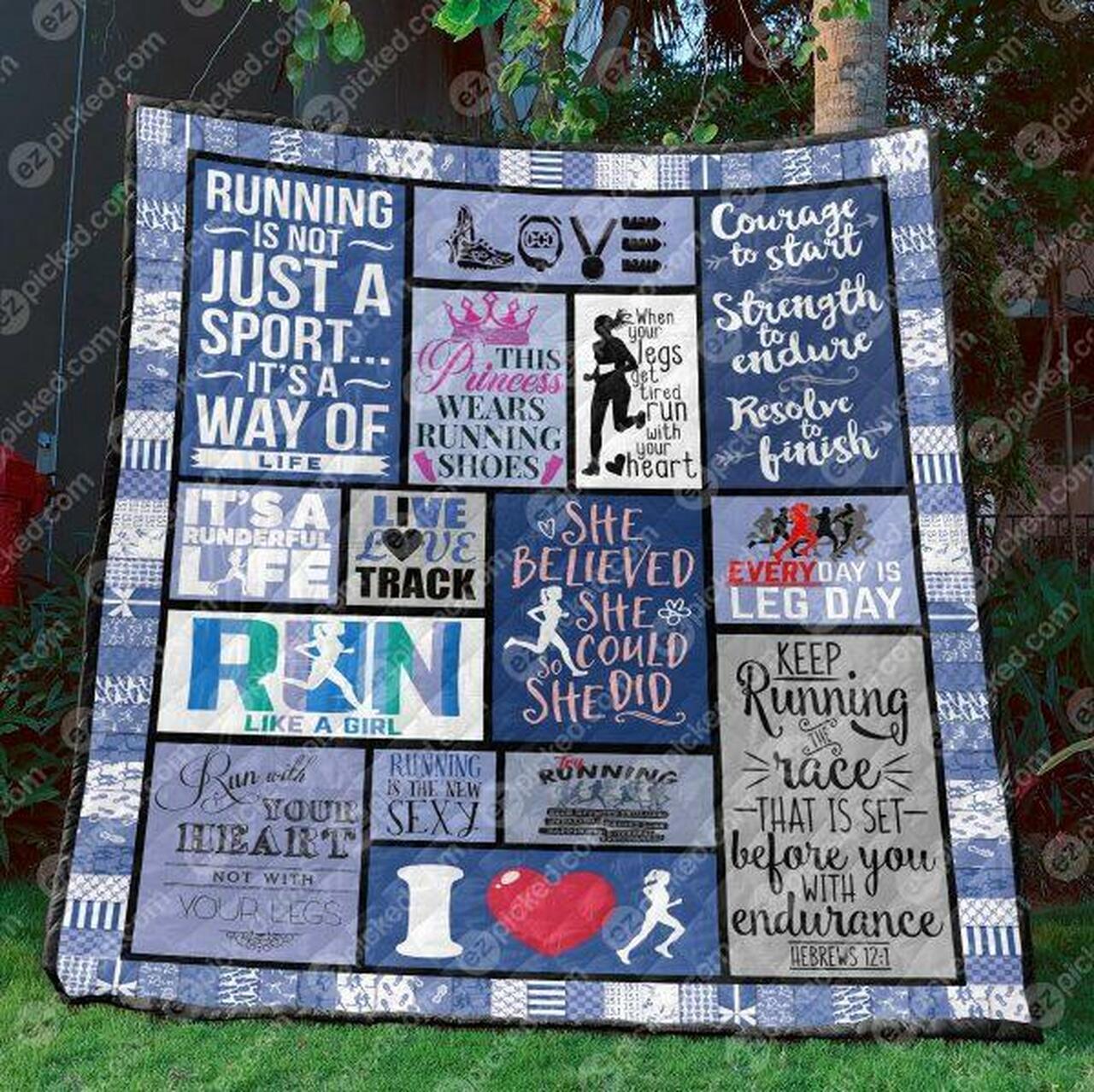 Run With Your Heart Quilt Blanket No96 Quilt