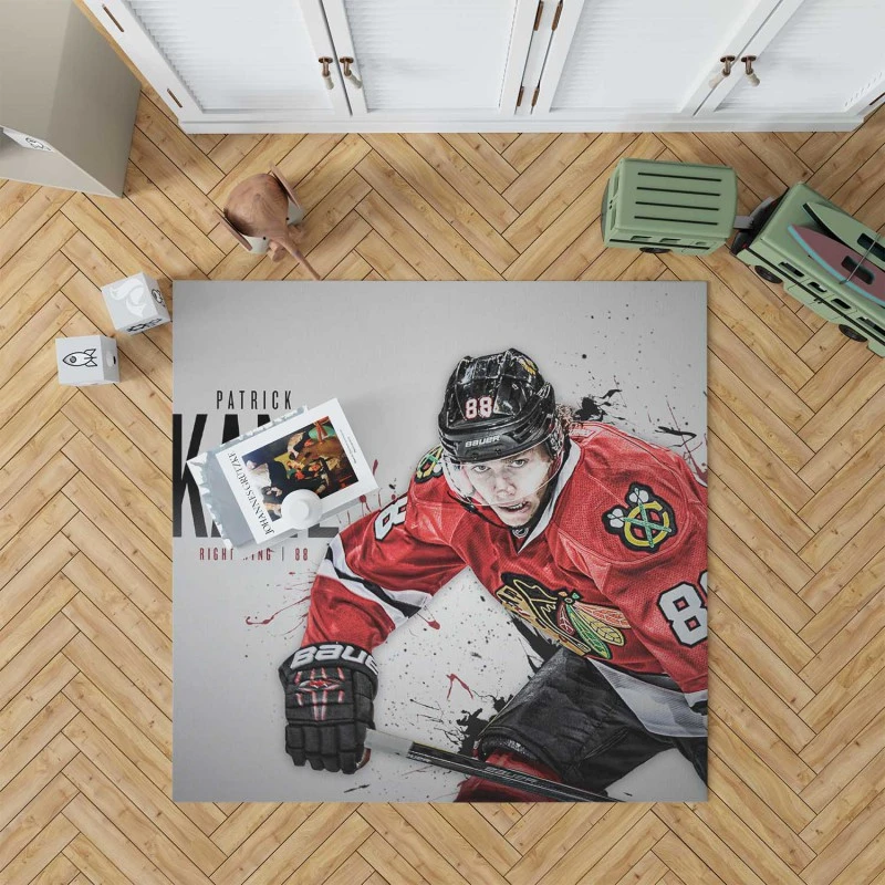 Energetic Nhl Hockey Player Patrick Kane Rug