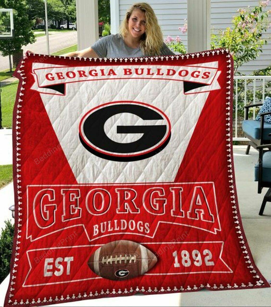 Ncaa Georgia Bull Quilt Blanket #853