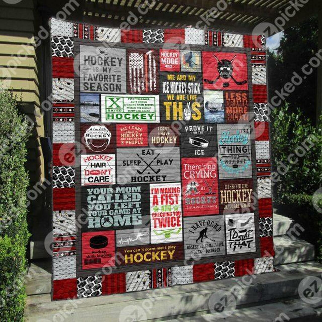 Eleep Hockey Red ion Quilt Blanket Py68 Quilt