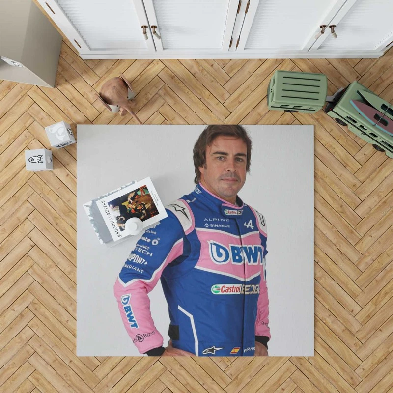 Fernando Alonso Professional Spanish Formula 1 Player Rug