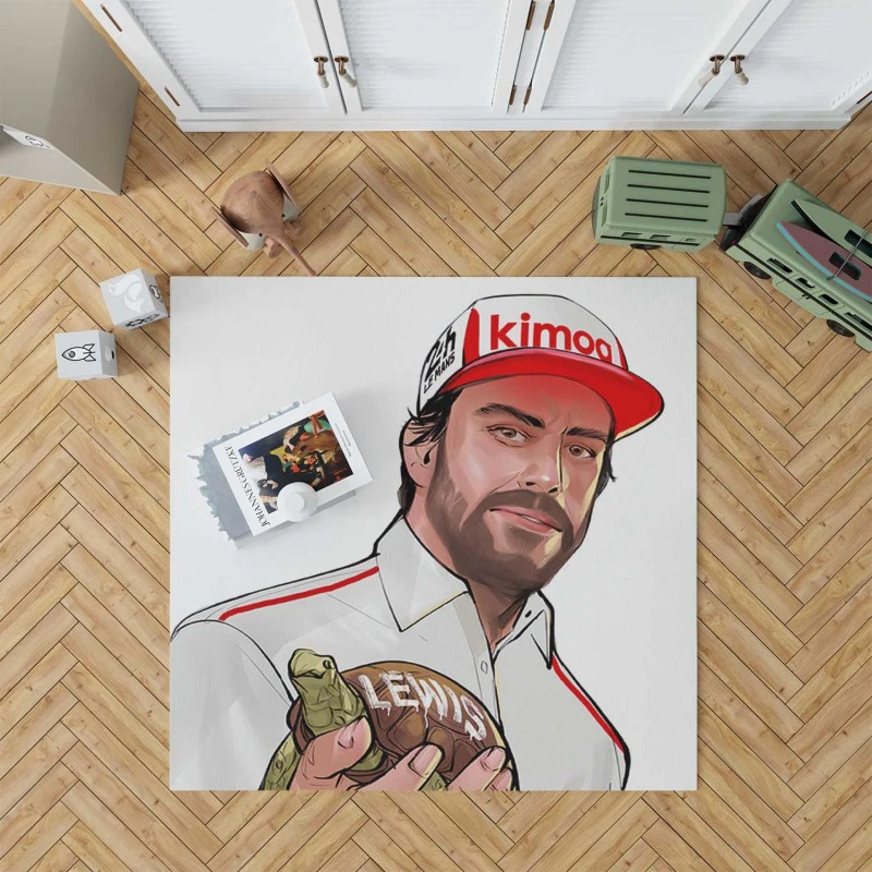 Fernando Alonso Energetic Spanish Formula 1 Player Rug