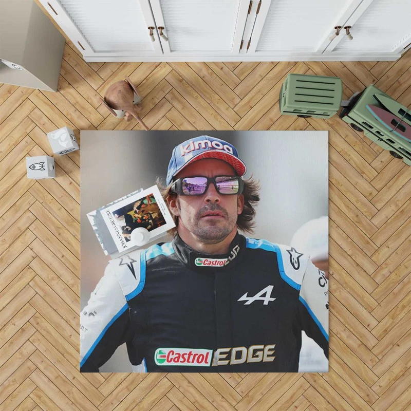 Fernando Alonso Top Ranked Spanish Formula 1 Player Rug