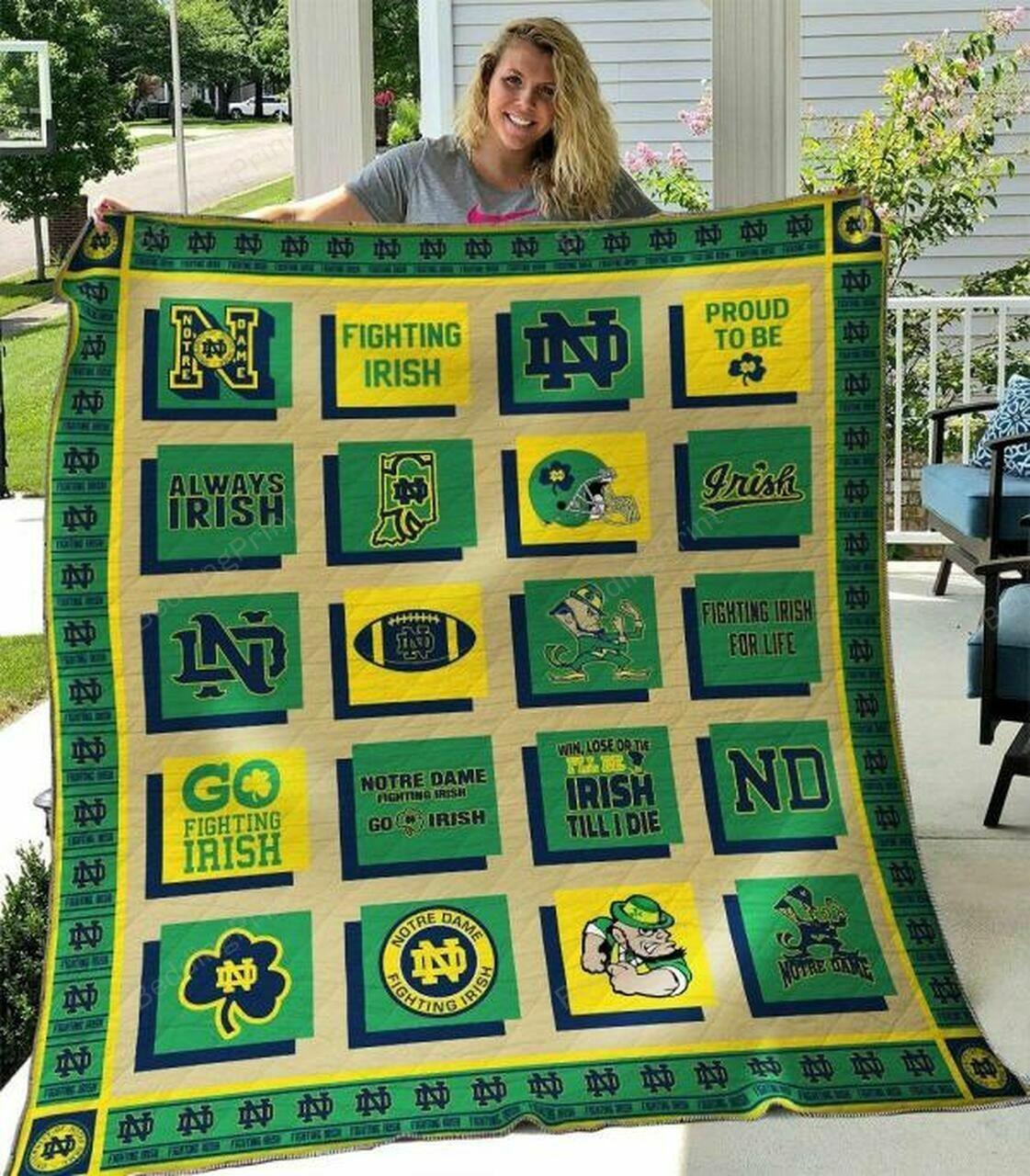 Ncaa Notre Dame Fighting h Quilt Blanket #183