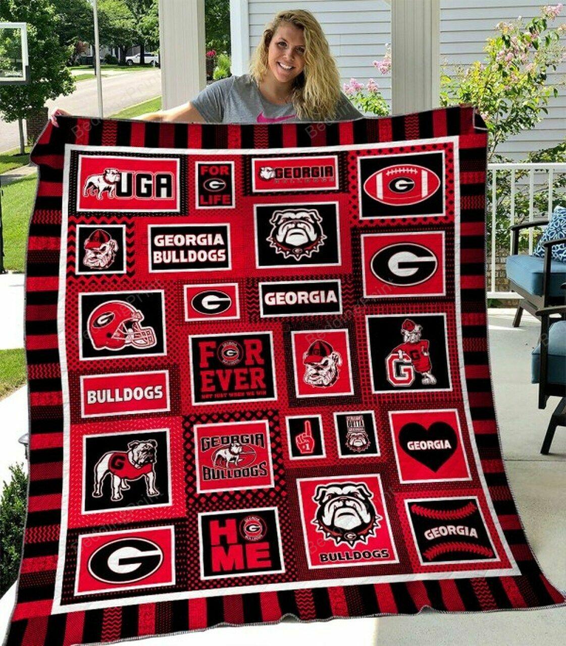 Ncaa Georgia Bull Quilt Blanket #851