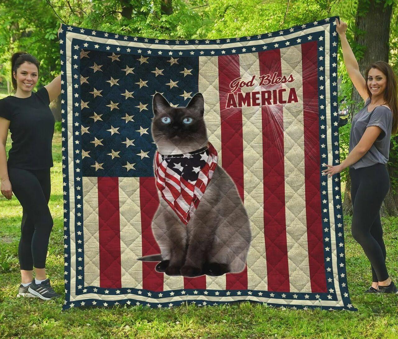 Sie Cat God s America Quilt Blanket Greattomized G For Birthday C Thgiving