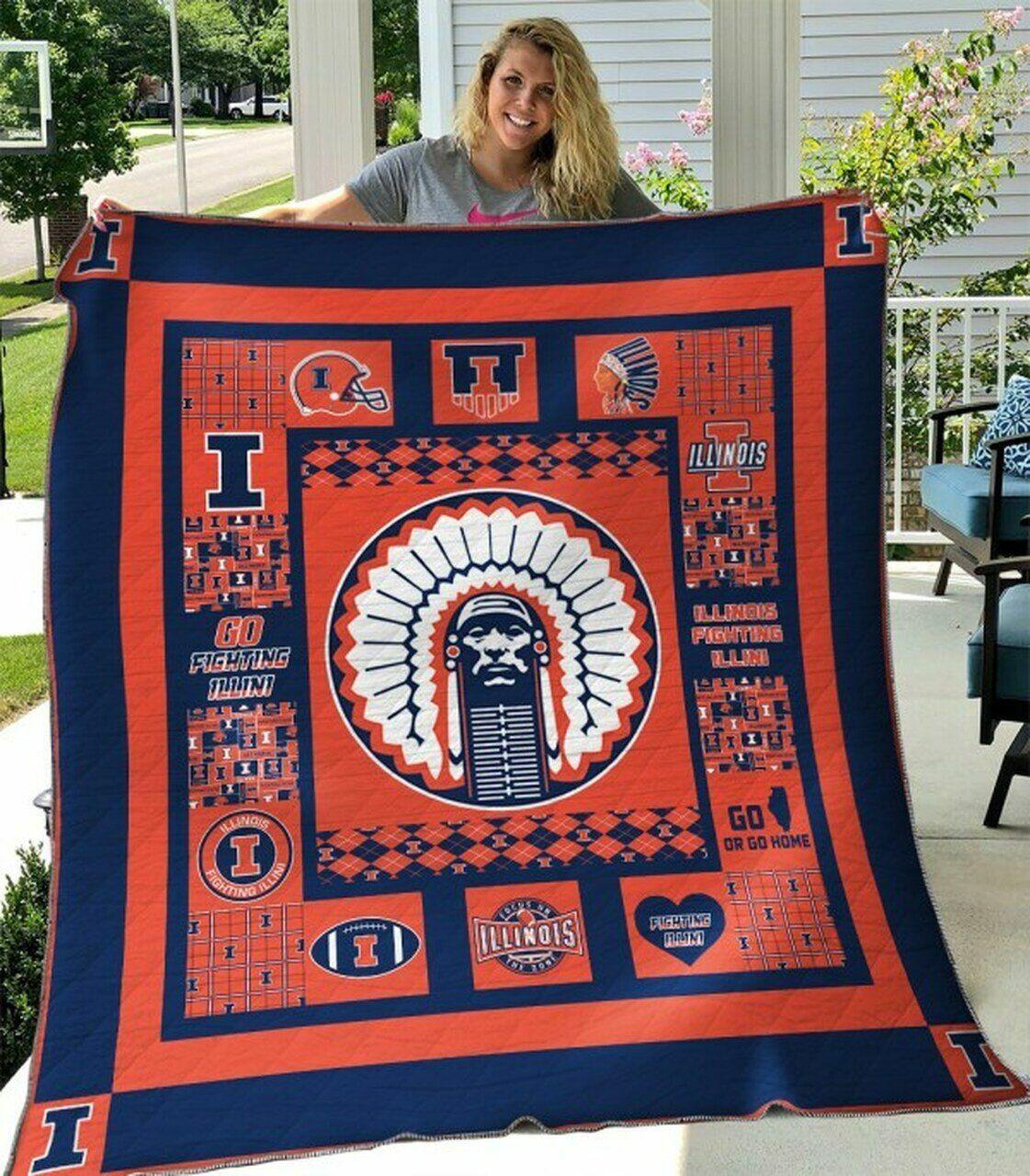 Ncaa Illi Fighting Illini Quilt Blanket #420