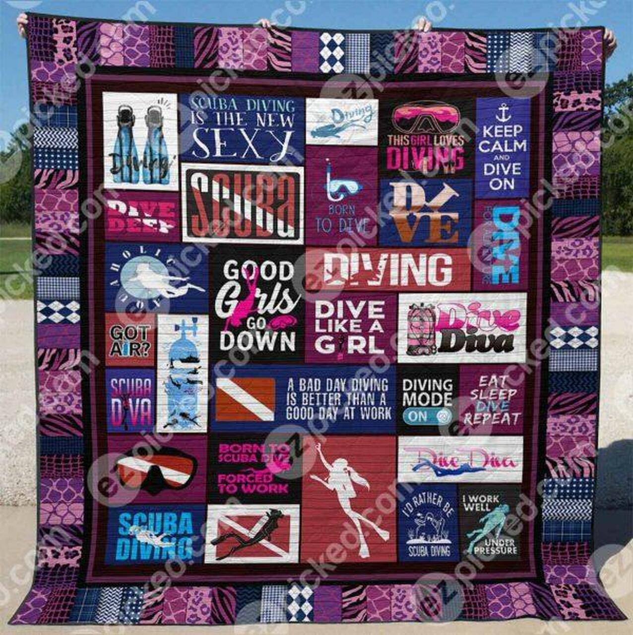 Dive Like A Girl Quilt Blanket Th19 Quilt