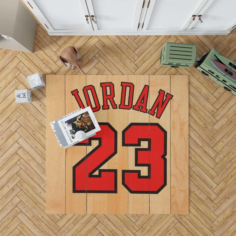 Powerful Nba Basketball Player Michael Jordan 23 Rug