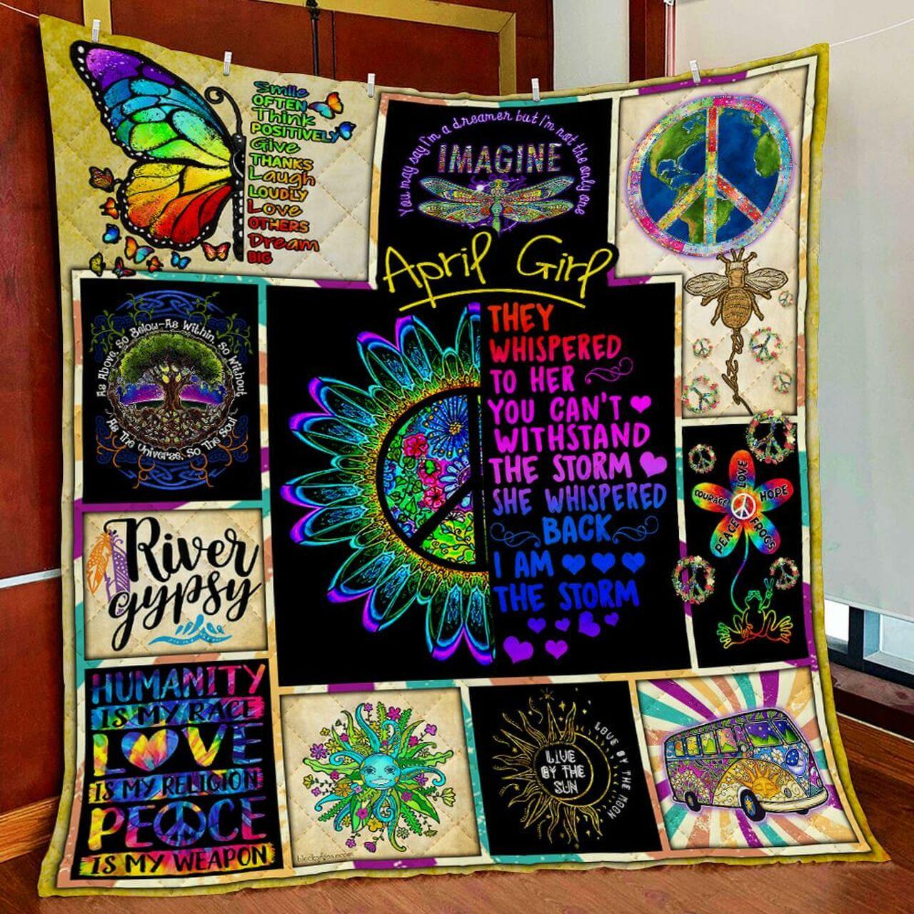 April Girl Hippie Quilt Blanket