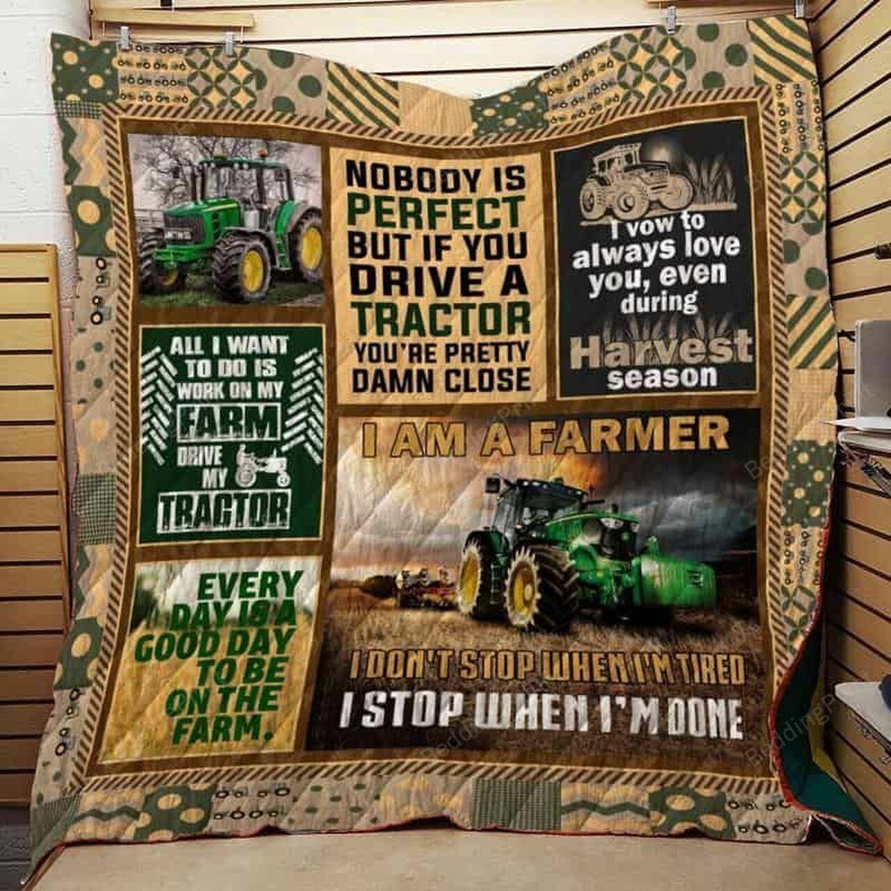 Tractor Everyda A Good Day To Be On The Farm Quilt Blanket Greattomized Blanket G For Birthday C Thgiving