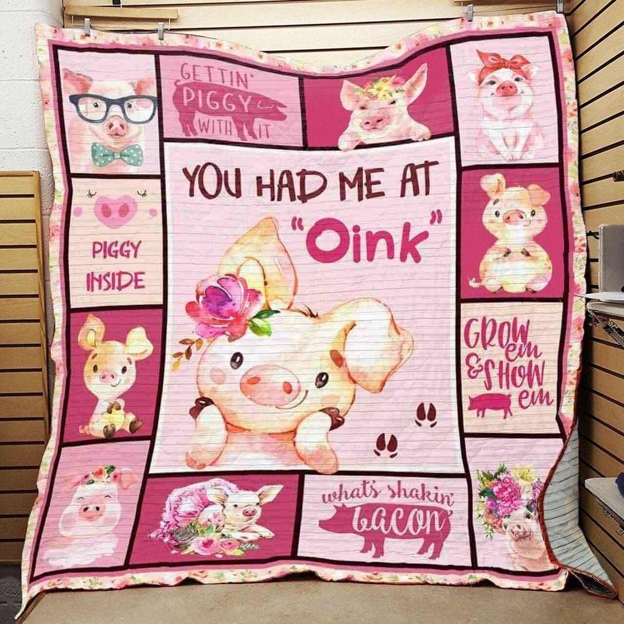 Pig You Had Me At Oink Quilt Blanket Greattomized Blanket G For Birthday C Thgiving