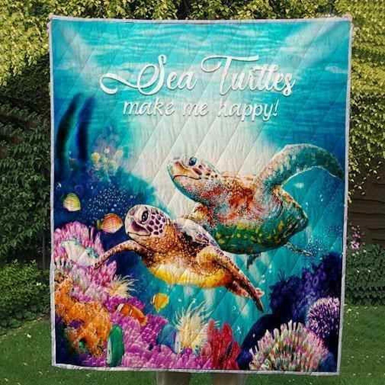 Sea Tur Make Me Happy Blanket Th0607 Quilt