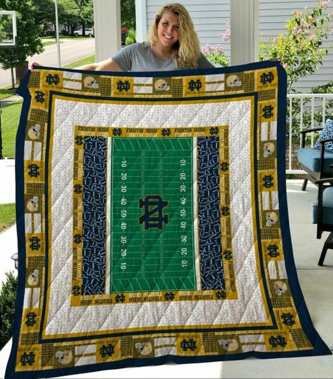 Ncaa Notre Dame Fighting h Quilt Blanket #202
