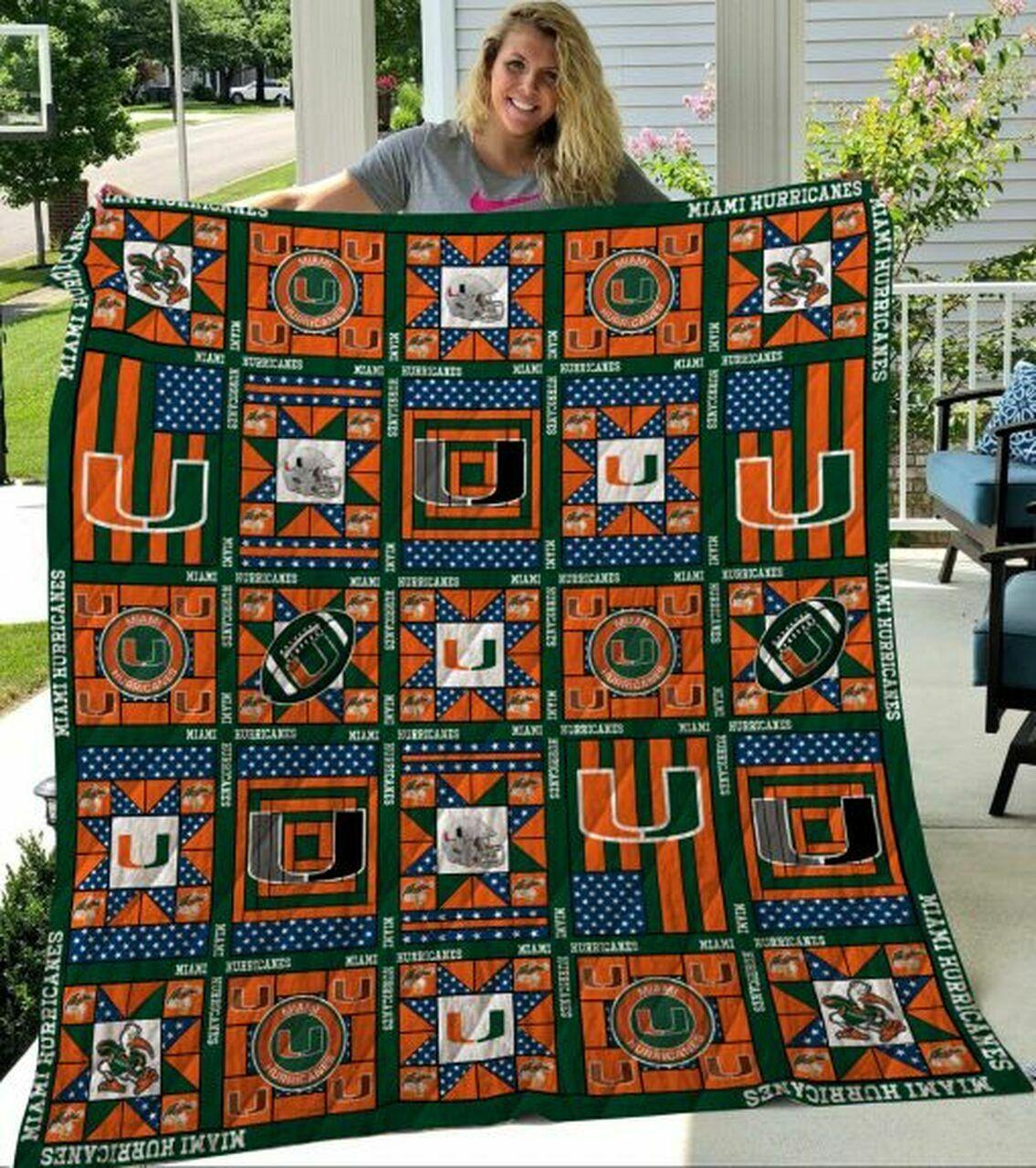 Ncaa Miami Hurric Quilt Blanket #146