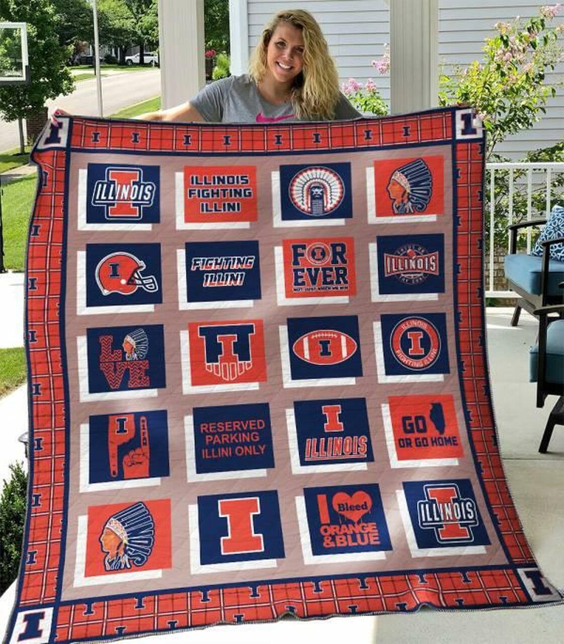 Illi Fighting Illini Quilt Blanket B310502 Quilt