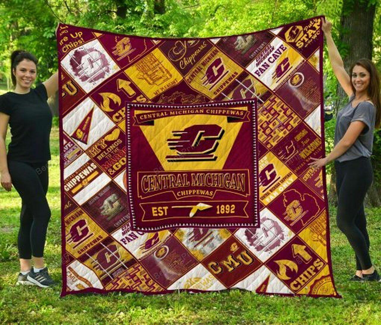 Ncaa Central Michigan Chipp Quilt Blanket #1330