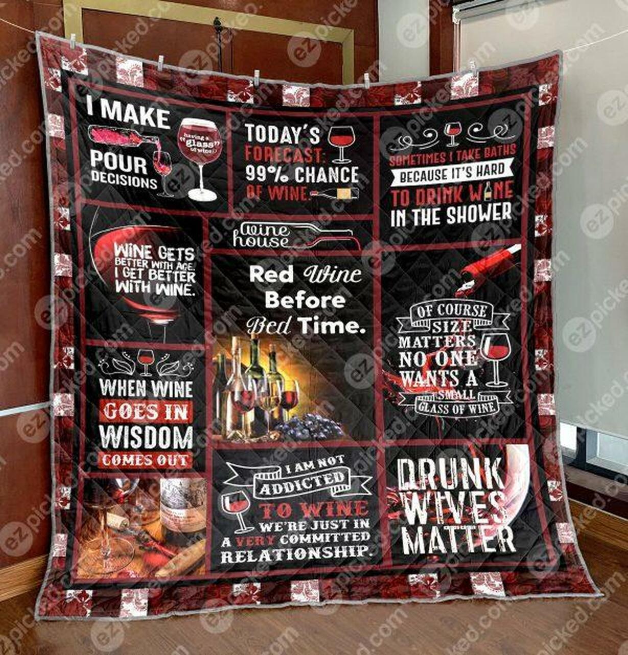 Red Wine Before Bed Time Quilt Blanket Yhl3 Quilt