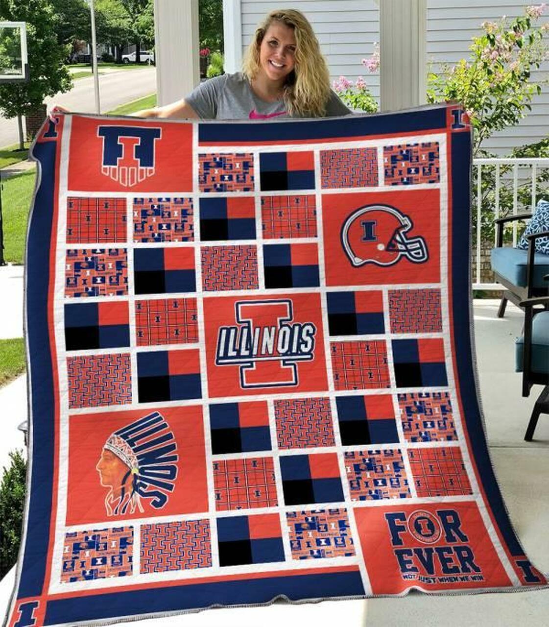 Illi Fighting Illini Quilt Blanket B310503 Quilt