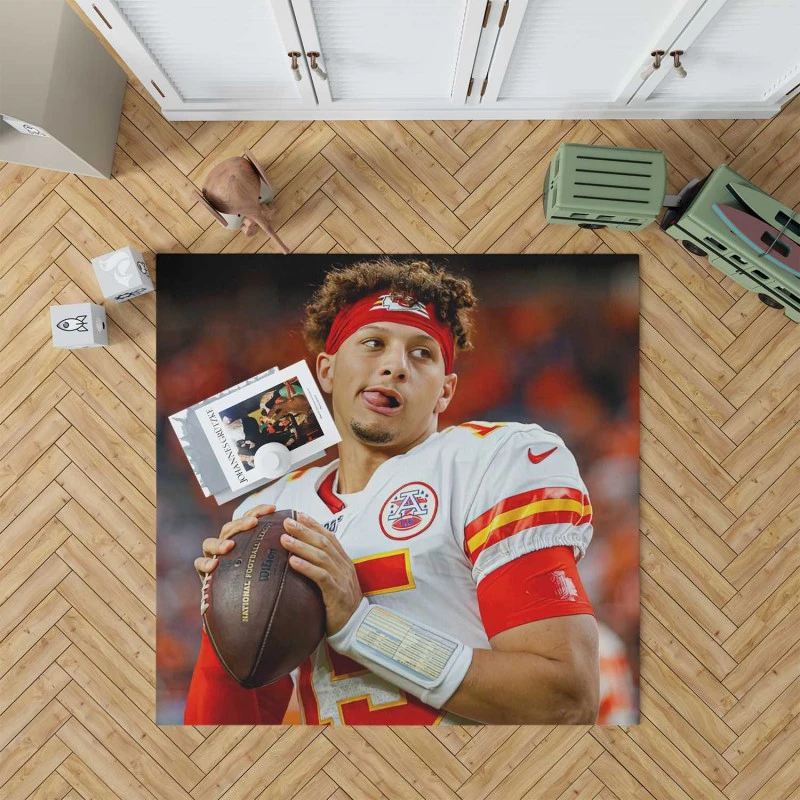 Energetic Nfl Football Player Patrick Mahomed Rug