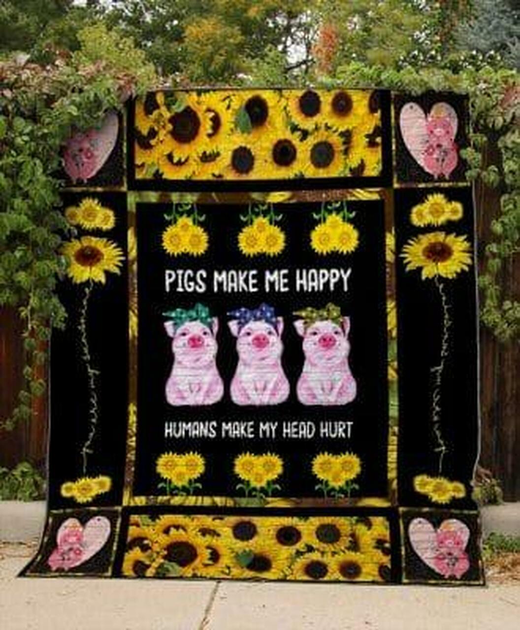 Make Me Happy 2 Pig Quilt Blanket Quilt