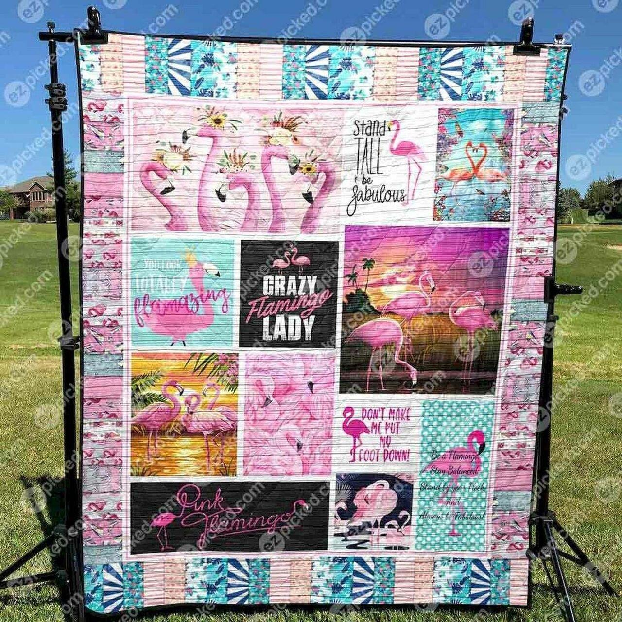 Crazy Flamingo Lady Cld150675 Quilt Blanket