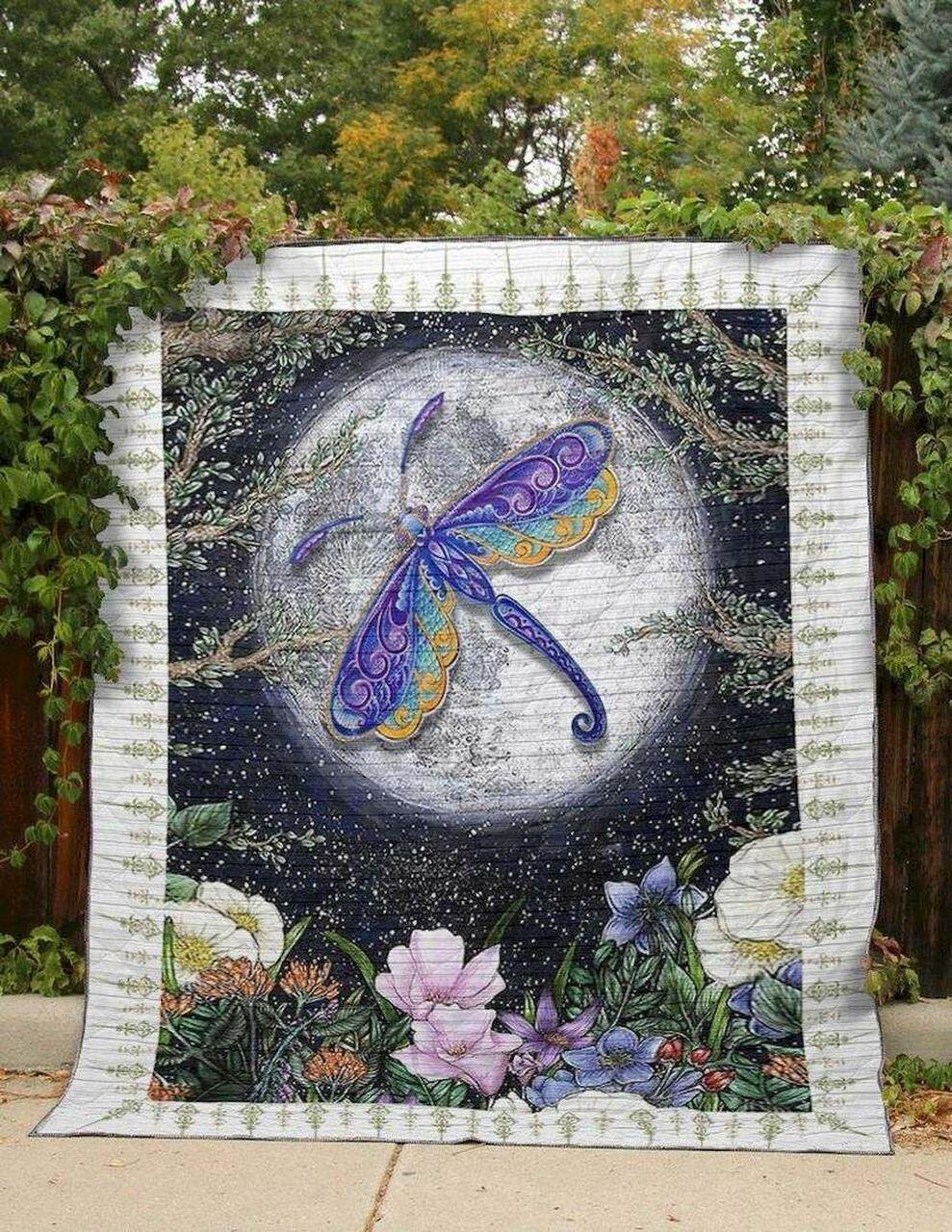Dragonfly Full Moon Clt190644 Quilt Blanket