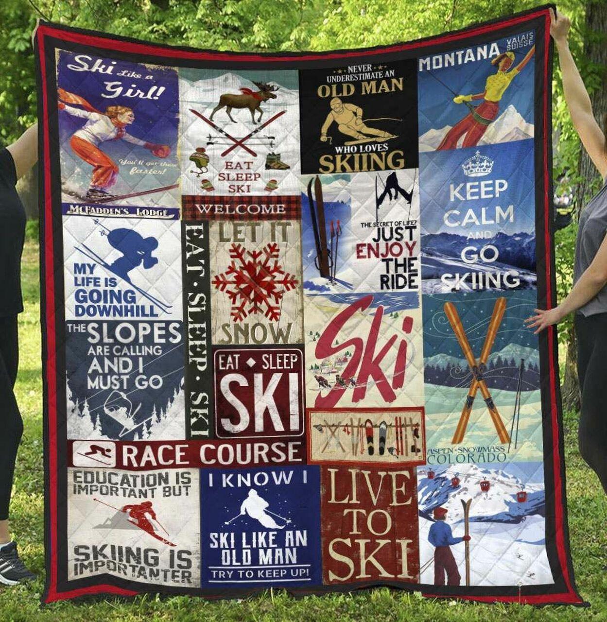 Skiing Bi290705C Tbg Quilt Blanket