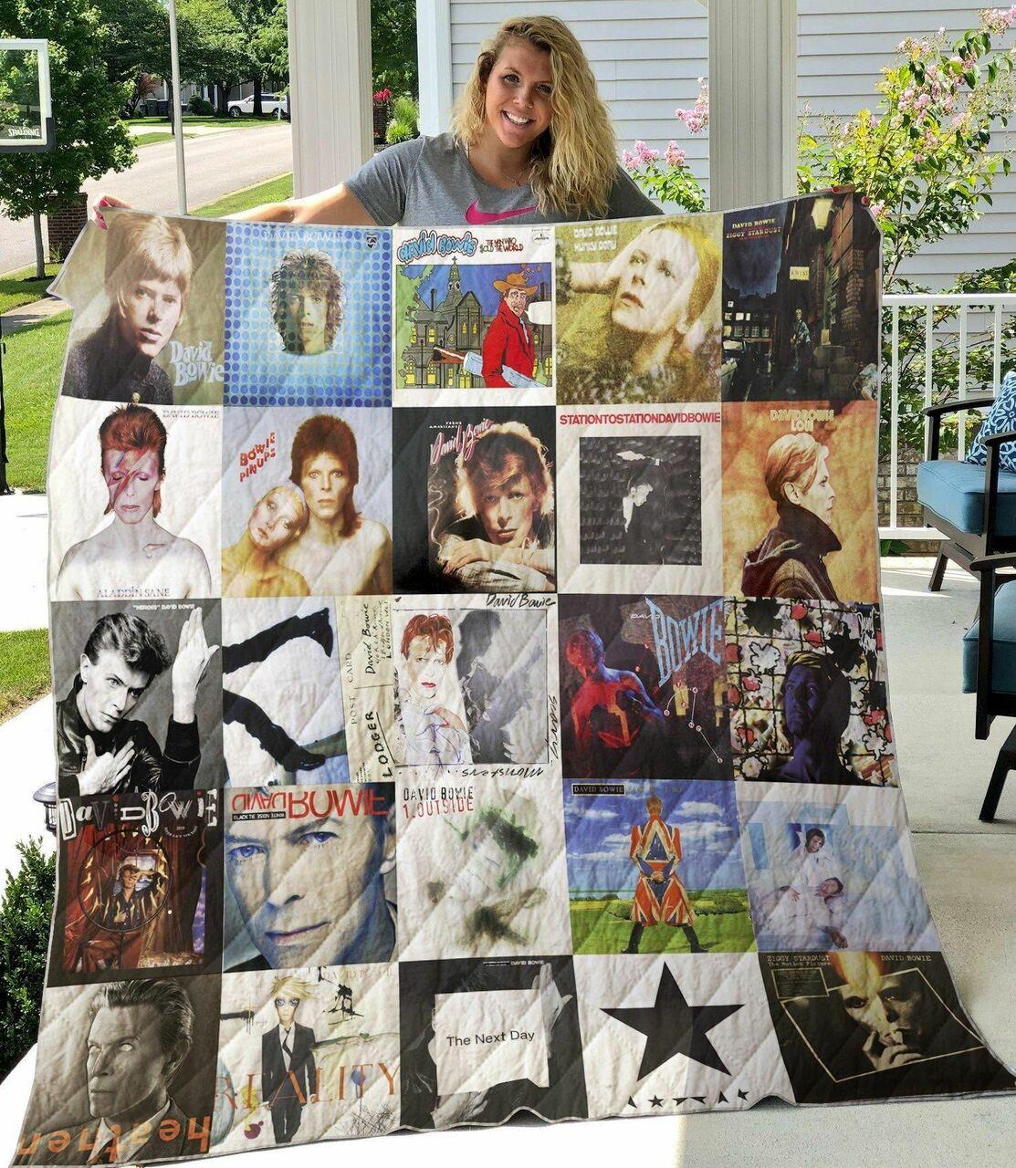 David Bowie V1 Quilt Blanket