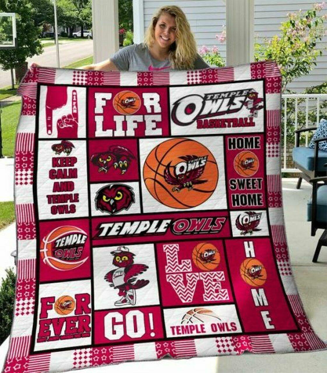 Ncaa Temple Quilt Blanket #1131